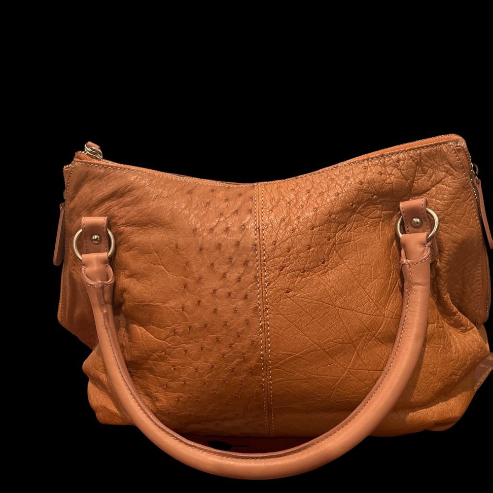Beige Original Ostrich Leather Handbag